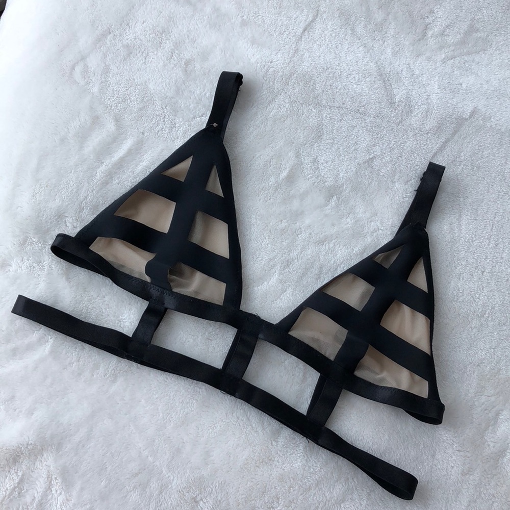 URBAN OUTFITTERS Black and Mesh Bralette